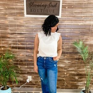 White blouse with crochet detailing